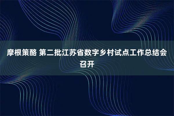摩根策酪 第二批江苏省数字乡村试点工作总结会召开